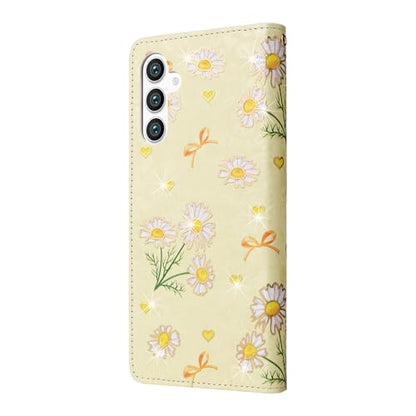 UEEBAI Wallet Case for Samsung Galaxy S23 Plus 5G, PU Leather Phone Case Kickstand RFID Blocking Flip Case Card Slots Wrist Strap Relief Engraved Pattern Magnetic Closure Folio Case - Yellow Daisy - color: Yellow Daisy, size: Samsung Galaxy S23 Plus 5G