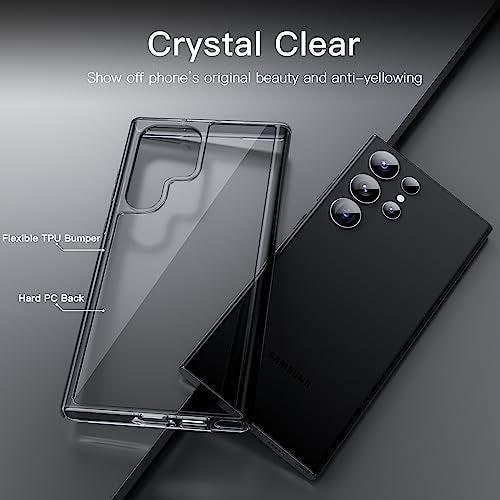 JETech Case for Samsung Galaxy S23 Ultra, Anti-Yellowing, Black | Shockproof Protection, Scratch Resistant Hard PC Back, Durable Transparent TPU Bumper - color: Black