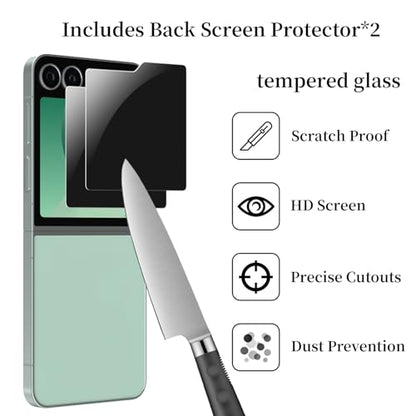 [2 Set] Compatible With Samsung Galaxy Z Flip 7 Privacy Screen Protector, 2 Pack Internal Anti-Spy Film + 2 Pack Outer Privacy Tempered Glass Screen Protector, Anti-Spy, Anti-Scratch, Case Friendly - size: Z Flip 7