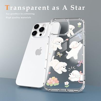 IAIYOXI Clear Case for iPhone 16, [Crystal Clear Military-Grade Drop Protection], Non-Yellowing, Slim Lightweight Transparent TPU Bumper Phone Case Cover Design - Cute Puppy - color: Cute Puppy, size: iPhone 16