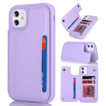 iCoverCase Compatible with iPhone 11 Case with Card Holder, Wallet Phone Case for Women Men RFID Blocking PU Leather Protective Case 6.1 Inch (Light Purple) - color: Light Purple