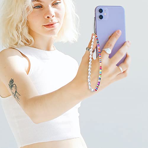6PCS Beaded Phone Charms Strap Fruit Star Faux Pearl Rainbow Beads Phone Chains Beaded Lanyard for Camera Key Wallet Valentines Day Gifts for Her Women - style: Style6-4