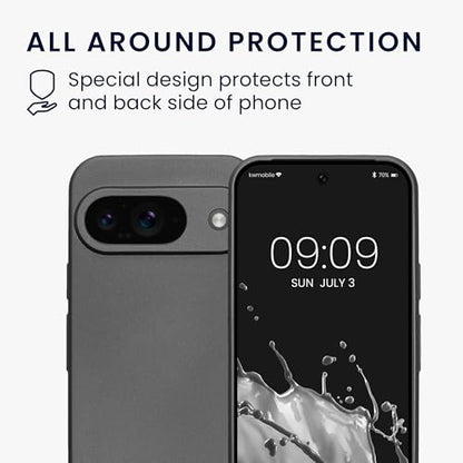 kwmobile Case Compatible with Google Pixel 9 Case -Soft TPU Back Phone Cover - with Metallic Look - Metallic Grey - color: Metallic Grey, size: Pixel 9