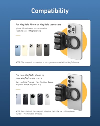 TELESIN Magnetic Phone Camera DSLR Style Grip for Magsafe iPhone & Android - color: Black