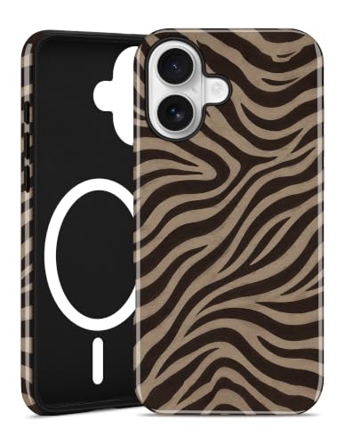 Jusy Magnetic Zebra Phone Case for iPhone 17 Pro Max,Coffee | Compatible with MagSafe, Cute Aesthetic Zebra Design, TPU and PC Protective Shockproof Cover - color: Coffee