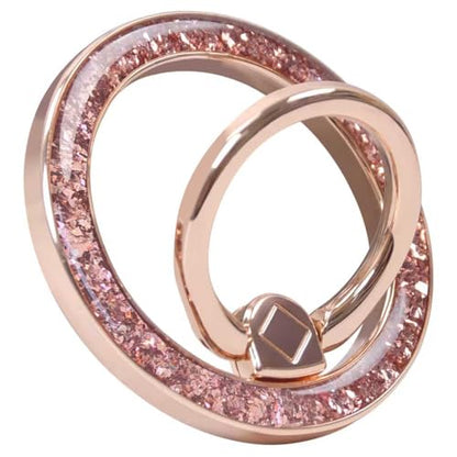 Magnetic Phone Ring for MagSafe Grip [Super Magnet] Gold Twinkle Design Ring Holder Stand, magsafe pop Socket (Rose Gold) - color: Rose Gold