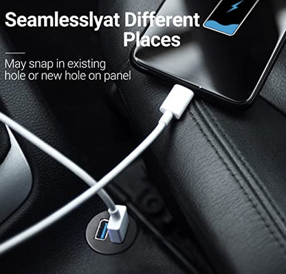 2 Ports USB 3.0 Extension Cable, Flush Mount Car Truck Boat Motorcycle Dashboard Panel Adapter-3 Feet