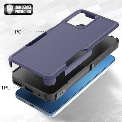 for Moto G14 Case Dual Layer Hard Shockproof Protective Case with Tempered Glass Screen Protector Heavy Duty Hybrid Full Body Anti-Scratch Anti-Slip Phone Cover Deep Blue - color: Moto G14 - Deep Blue