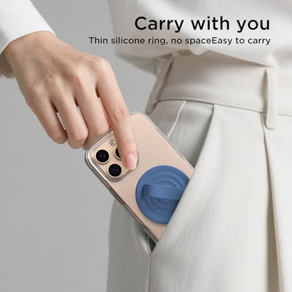 Magnetic Phone Grip for MagSafe, Silicone Ring Grip, Azure Blue - color: Azure Blue
