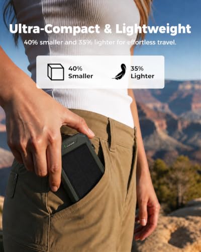 BLAVOR Solar Power Bank 10,000mAh Portable Wireless Charger for Cell Phones - color: Olive Green