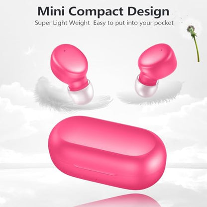 MOZOTER Mini Wireless Earbuds Bluetooth 5.3 in Ear Headphones Headsets - color: Barbie Pink