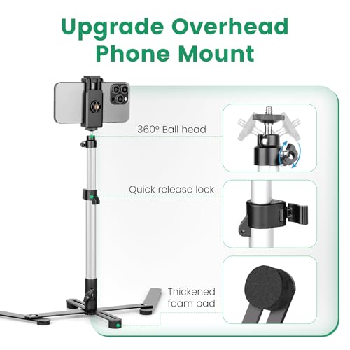 Overhead Tripod for Mini Projector, 360° Adjustable Overhead Phone Mount
