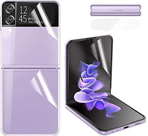 For Samsung Galaxy Z Flip3 5G Screen Protector Hydrogel Film,4 in 1 HD Clear Anti-Scratch Soft Screen Protector for Galaxy Z Flip 3 Inside Screen,Two Backs&Hinge