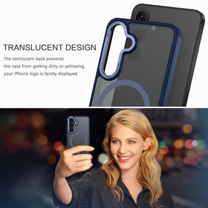 BENTOBEN Magnetic for Samsung Galaxy S24 Plus Case [Compatible with Magsafe] Translucent Matte Slim Thin Shockproof Anti-Yellow Women Men Protective Phone Cover for Galaxy S24 Plus 6.7", Navy Blue - color: Navy Blue