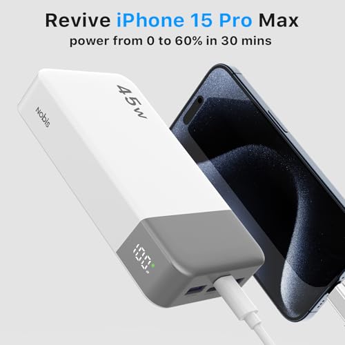 NOBIS Portable Charger 45W 20000mAh Power Bank Fast Charging - color: White