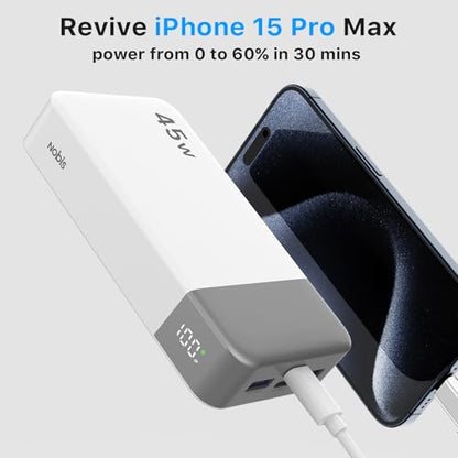 NOBIS Portable Charger 45W 20000mAh Power Bank Fast Charging - color: White
