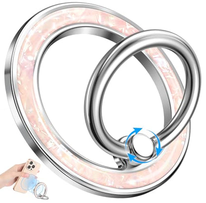Magnetic Phone Ring Holder, Cell Phone Grip Stand, Pink Conch - color: Pink Conch