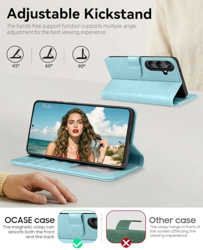 OCASE for Samsung Galaxy S26+ Plus Wallet Case, Card Holder, Ice Blue | RFID Blocking, Kickstand, Magnetic Closure, PU Leather Flip Folio, Shockproof TPU Shell, Protective Phone Cover (6.7") 2026 - color: Ice Blue, size: Samsung Galaxy S26 Plus