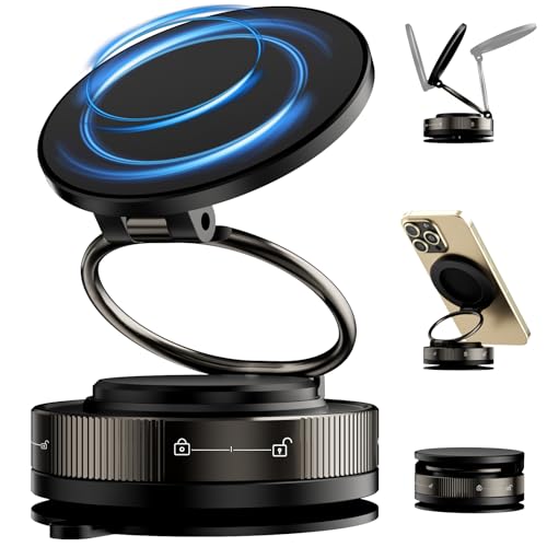 TOPAUX for Magsafe Car Phone Holder 360°Adjustable Vacuum Car Phone Stand