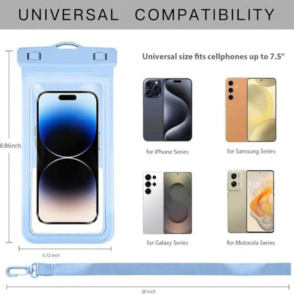MOLOPPO Waterproof Phone Pouch, Large, Blue, for iPhone 15 16 17 Pro Max | Card Slot Inside, Beach Essentials, Waterproof - color: A5-Blue with Card Holder-1 Pack