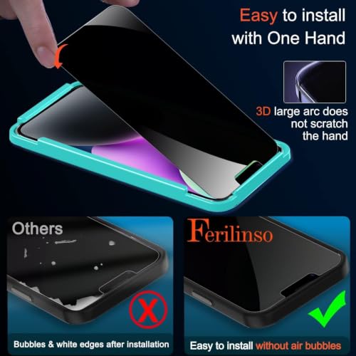 Ferilinso Privacy Screen Protector for iPhone 13/14, Tempered Glass - size: iPhone 14/13-6.1 IN