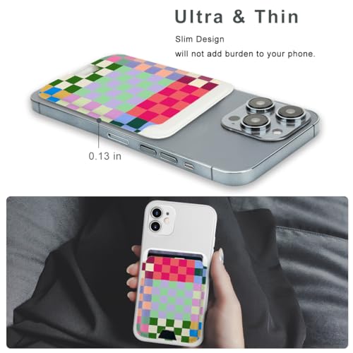 for MagSafe Wallet,Magnetic Card Holder for Phone Case - color: Colorful Checkerboard