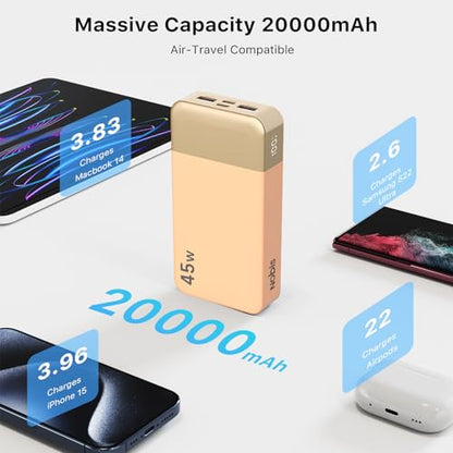 NOBIS Portable Charger 45W 20000mAh Power Bank Fast Charging - color: Orange
