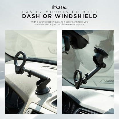 iHome Car Mount, Dashboard/Windshield/Vent Mount, Swivel Neck, Silicone Grip, Adjustable Mount Arm with Suction Cup Base (Magnetic Car Mount) - style: Magnetic Car Mount