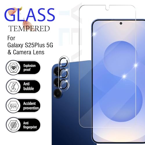Galaxy S25 Plus / S25+ Tempered Glass Screen & Lens Protector 2+2 Pack | [Ultrasonic Fingerprint Unlock] [Case Friendly] [Bubble-Free] - size: Galaxy S25 Plus