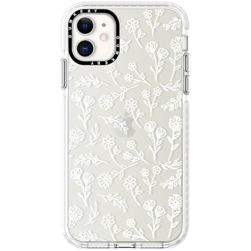 Dumkery Cute White Flowers Case Compatible with iPhone 11 Clear Case, Floral Aesthetic Pattern, Soft TPU Full Body Protection Shockproof Slim Cases Cover for Girls Women - size: iPhone 11