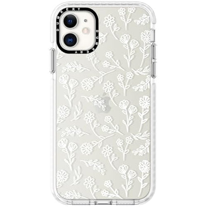 Dumkery Cute White Flowers Case Compatible with iPhone 11 Clear Case, Floral Aesthetic Pattern, Soft TPU Full Body Protection Shockproof Slim Cases Cover for Girls Women - size: iPhone 11