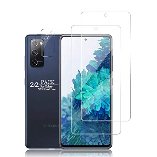 Galaxy S20 FE HD Clear Tempered Glass Screen Protector + Camera Lens Protectors, [2+2 Pack] [3D Glass] [Anti-Glare] [Bubble-Free] Screen Protector Glass For Samsung Galaxy S20 FE - size: Galaxy S20 FE