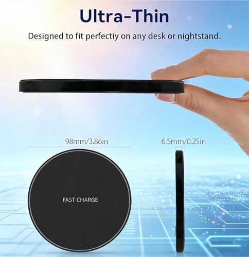 15W Qi-Certified Wireless Charging Pad, Fast Charger for iPhone & Samsung, Case-Friendly