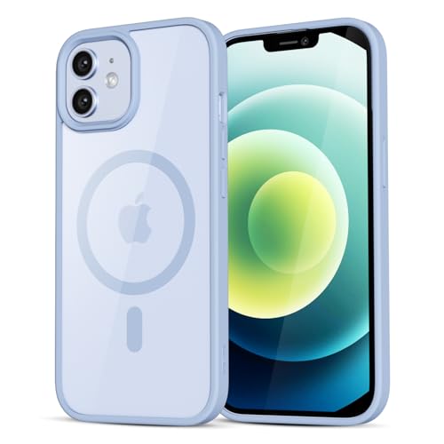 LoeoeL for iPhone 12 Pro/ 12 Case Clear Mag Safe, Ultra Thin Slim Cover Magnetic Compatible with Magsafe Phone Case for Women Men Girl, Cute Soft TPU Silicone & Transparent Hard Plastic, Light Blue - color: Light Blue, size: 12/ 12 Pro