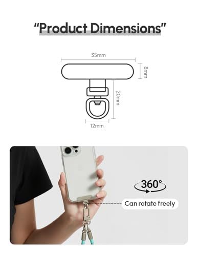 Phone Lanyard Tether Tab,Phone Strap Metal Patch,Universal Phone Lanyard Tether Patch Without Adhesive - color: Black