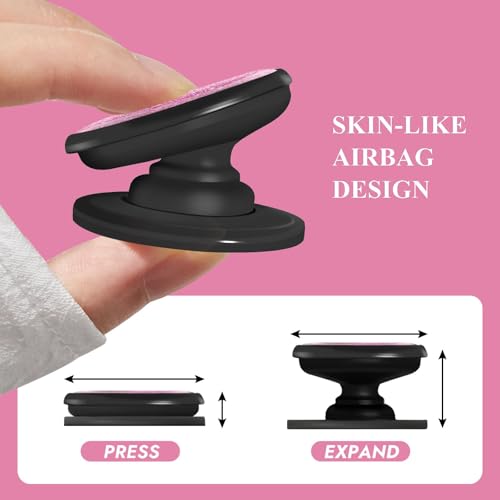 Adhesive Phone Grip,Soft Silicone Cell Phone Stand Collapsible Holder for iPhone and Smartphone - Glitter Pink