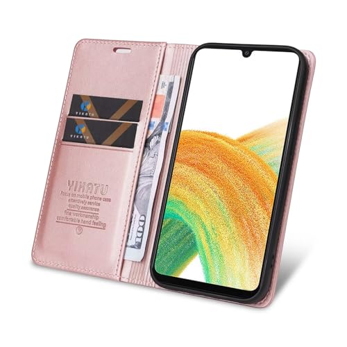 Compatible with Samsung Galaxy A23 Wallet Case PU Leather Flip Folio Case with Card Holder Magnetic Closure Shockproof Protective Phone Cover Rose Gold - color: Rose Gold, size: Samsung A23