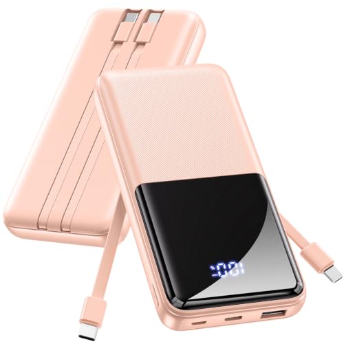 CFIAI Portable Charger 15000mAh Slim Power Bank with Built in Cables - color: Orange