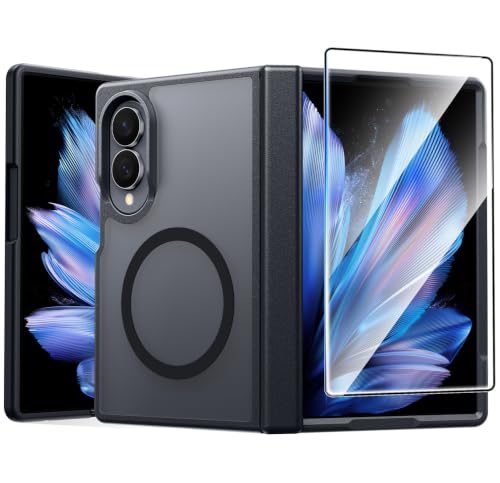 FNTCASE for Samsung Galaxy Z Fold 8 Case, Fit for Magsafe, Hinge Protection | Screen Protector, Translucent Matte Magnetic Back, 18FT Military Grade Drop Proof, Protective Phone Cover, Black - color: Black, size: Samsung Z Fold 8 (7.6 Inch)