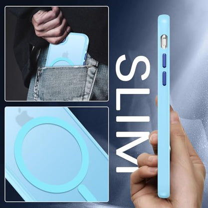 DUEDUE for iPhone 8 Plus Case, iPhone 7 Plus Case Magnetic[Compatible with Magsafe], Translucent Matte Back Protective Cover Shockproof Phone Case for iPhone 7 Plus/8 Plus, Light Blue - color: Light Blue