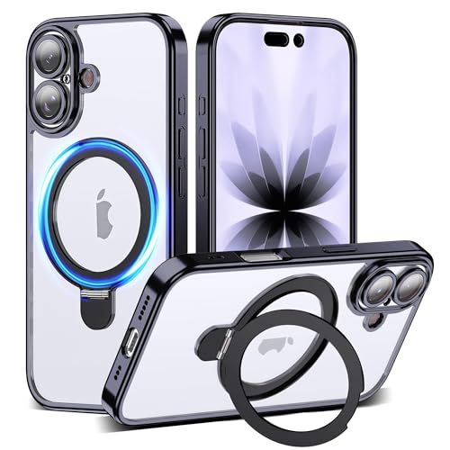 for Plating iPhone 17 Case with Magnetic Stand,Black - color: Black, size: iPhone 17