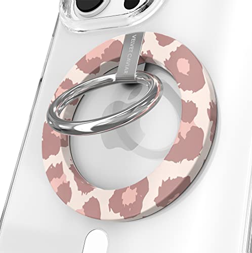 VELVET CAVIAR Compatible with MagSafe Phone Grip - Magnetic Ring Holder with Adjustable Stand - Removable MagSafe Accessories for iPhone 16, 15, 14, 13, 12 (Blush Leopard) - color: Blush Leopard