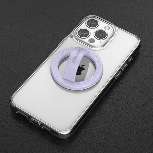 Encased Grip Loops for MagSafe, Magnetic iPhone Holder (2-Pack Set), Comfortable SoftTouch Silicone (Clear Sparkle/Glitter Purple) - color: Purple Glitter