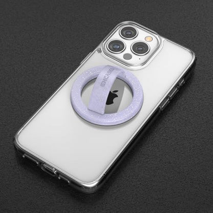 Encased Grip Loops for MagSafe, Magnetic iPhone Holder (2-Pack Set), Comfortable SoftTouch Silicone (Clear Sparkle/Glitter Purple) - color: Purple Glitter