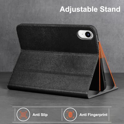Gexmil Leather Case for iPad mini 7 A17 Pro/iPad mini 6 Gen 8.3 Inch - color: Palm-Print Black