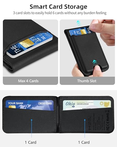 ExtreLife for Magsafe Wallet, Works with Apple Find My, 6 Cards Holder - color: Midnight Black