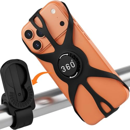 Bike Phone Holder, Motorcycle Cell Phone Mount- 360° Rotatable, Silicone Bicycle Phone Mount for Motorcycle Bicycle Scooter, for 15 Pro Max / 14/13, S10 and More 4.7-6.8" Phone - size: 1 Pack