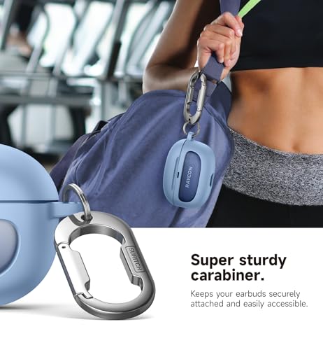 SURITCH Case for Raycon Everyday Earbuds (2024 Edition), Shockproof Magnetic Case for Raycon Bluetooth True Wireless in-Ear Buds Headphones, Protective Cover with Magnetic Lid Lock & Carabiner, Blue - color: Blue