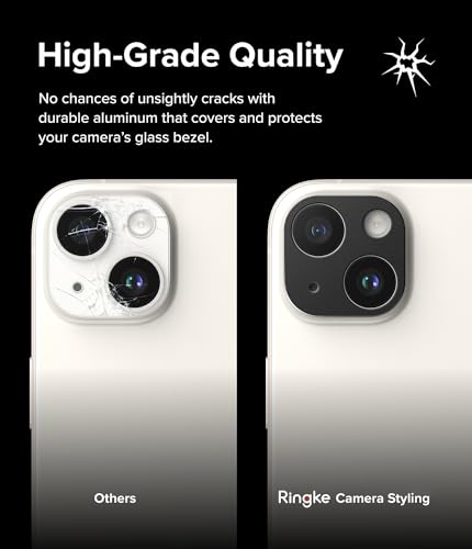 Ringke Camera Styling [Make the Phone Look Better] Compatible with iPhone 15 Camera Lens Protector and iPhone 15 Plus Camera Lens Protector, Protective Stylish Aluminum Frame - Black - size: iPhone 15 & 15 Plus
