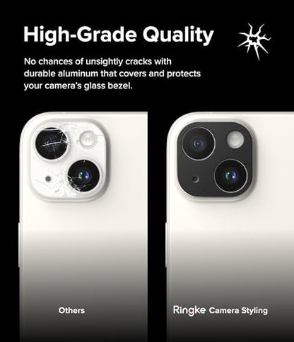 Ringke Camera Styling [Make the Phone Look Better] Compatible with iPhone 15 Camera Lens Protector and iPhone 15 Plus Camera Lens Protector, Protective Stylish Aluminum Frame - Black - size: iPhone 15 & 15 Plus